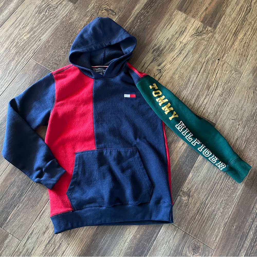 Tommy Hilfiger Colorblock youth boys hoodie hooded sweatshirt 16/18 L shirt